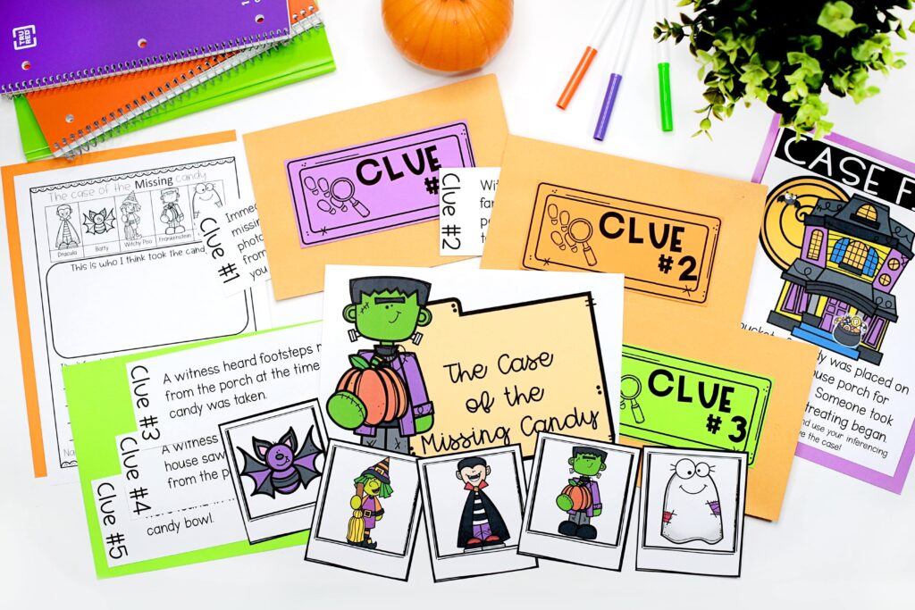 All of the printables included in the Halloween inferencing activity
