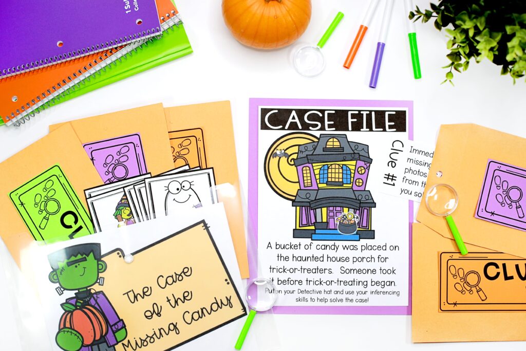 A variety of materials for the Halloween inferencing activity