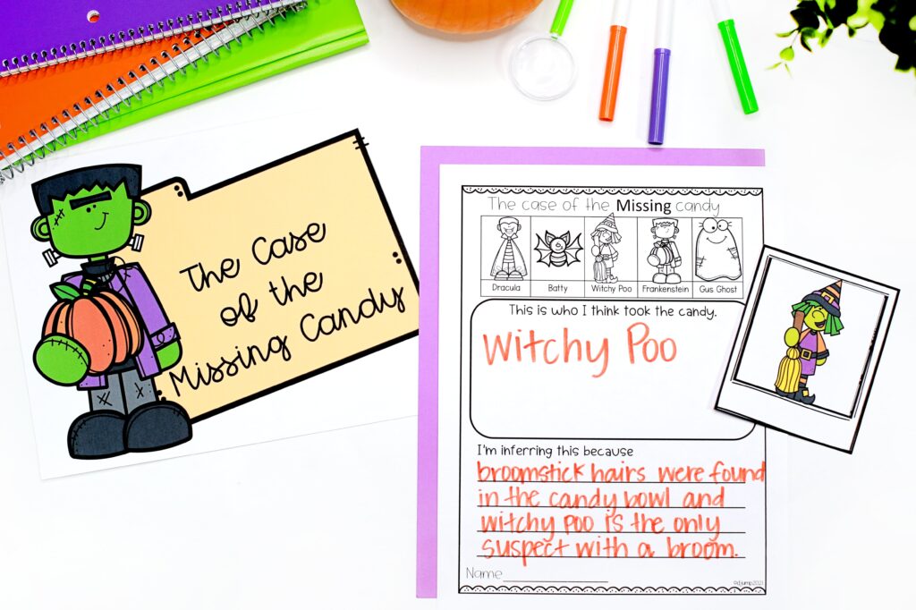 A response sheet with the inference and sentence