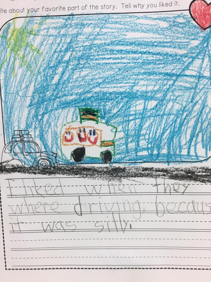 A completed opinion writing activity