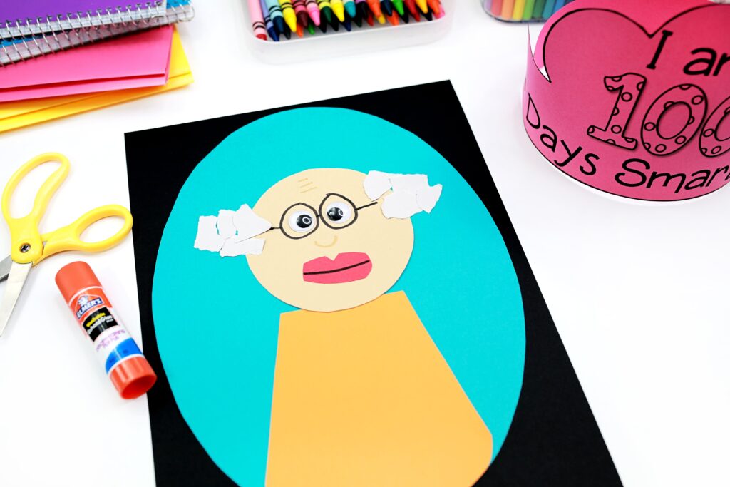 A completed self portrait for a "When I Am 100" art project