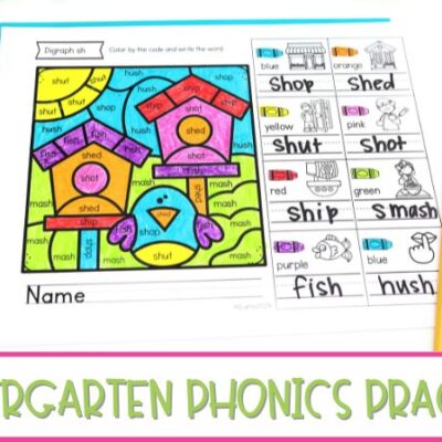 Color by Code Worksheets for Kindergarten Phonics Practice