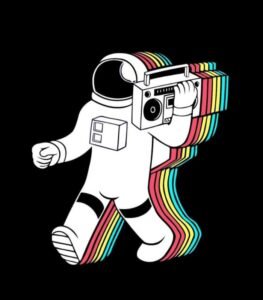 Astronaut with Boombox Wall Art
