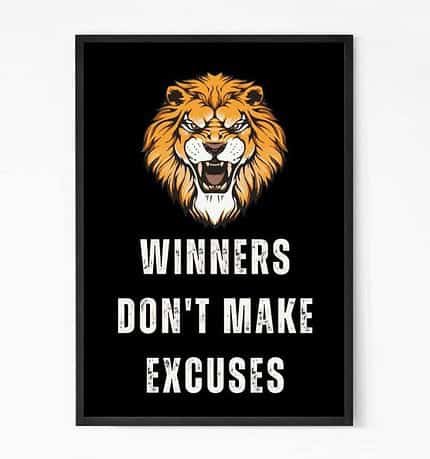 Winners Don’t Make Excuse Inspirational Quote Wall Art