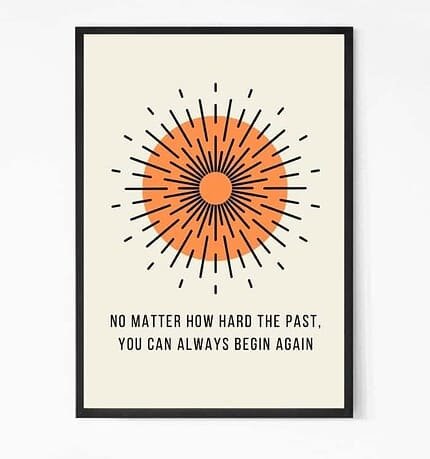 Begin Again Motivational Quote Wall Art