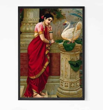 Hamsa Damayanti Painting Wall Art