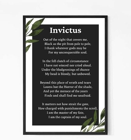 Invictus Poem by William Ernest Henley Wall Art