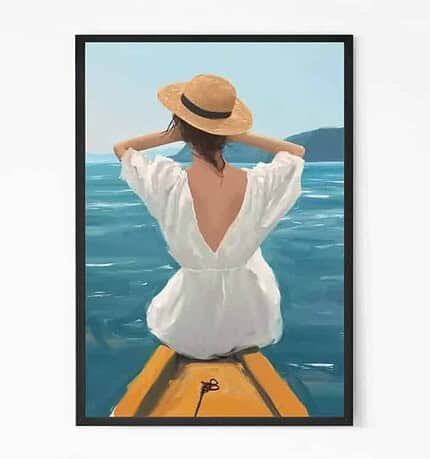 Lady On A Boat Painting Wall Art