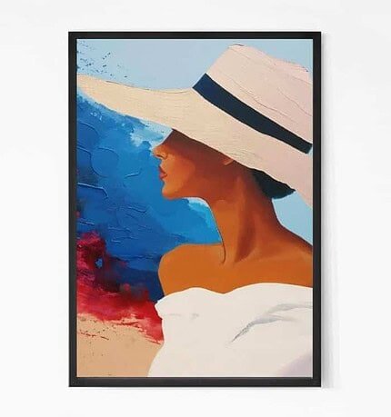 Lady With Hat Painting Wall Art