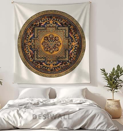 Buy Golden Mandala Tapestry Wall Art