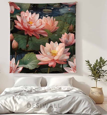 Buy Lotus Pond Tapestry Wall Art
