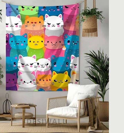 Buy Colorful Cats Tapestry Wall Art