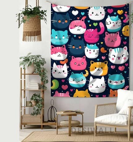 Buy Cute Kitty Tapestry Wall Hang