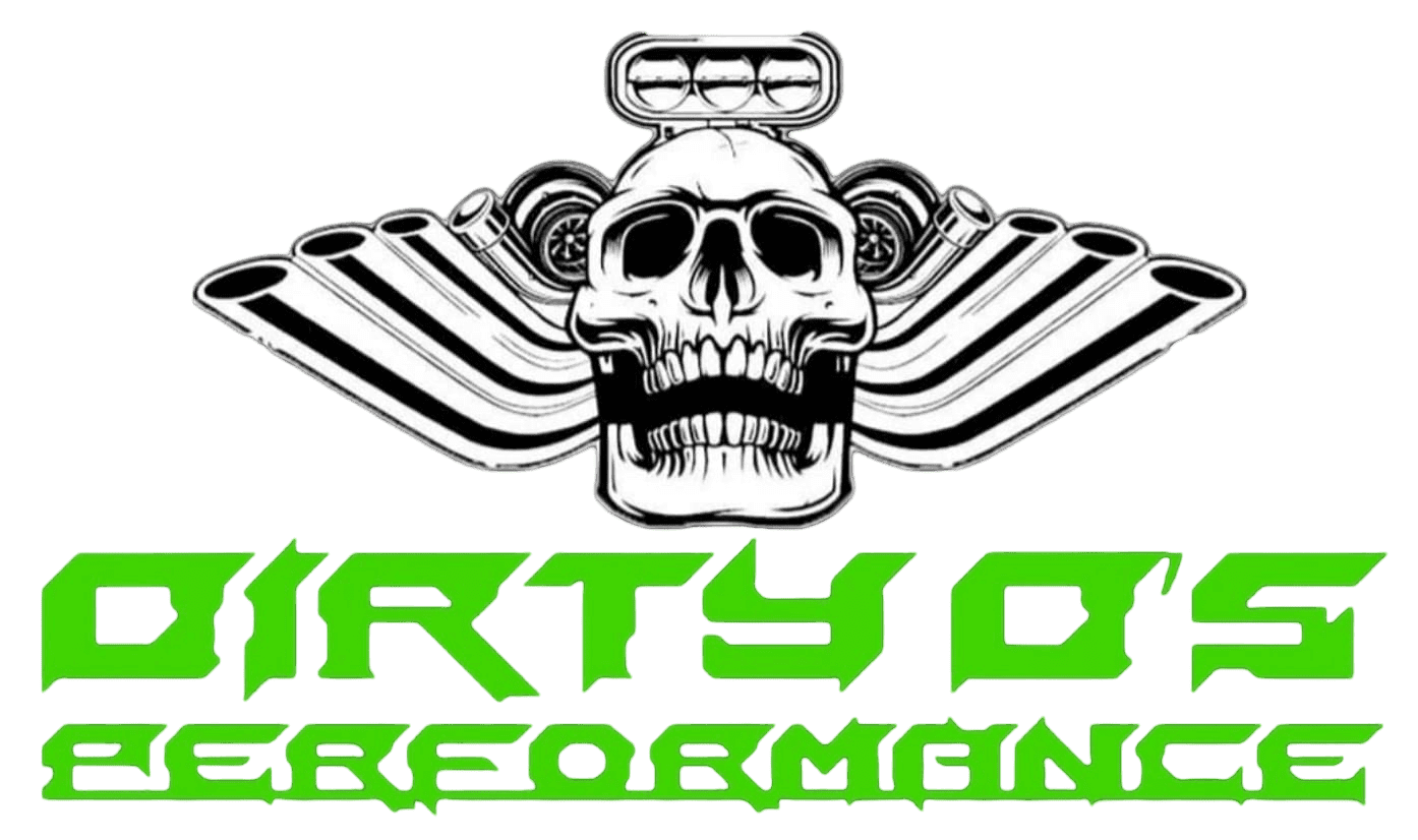 Dirty D’s Performance logo featuring skull and engine parts for automotive tuning.