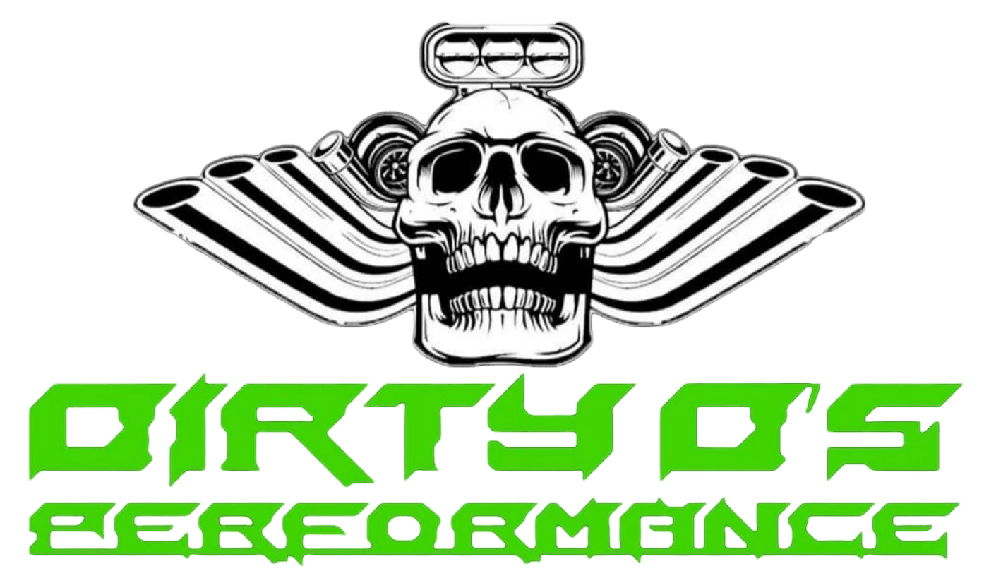 Logo of Dirty D’s Performance featuring a skull and engine design.