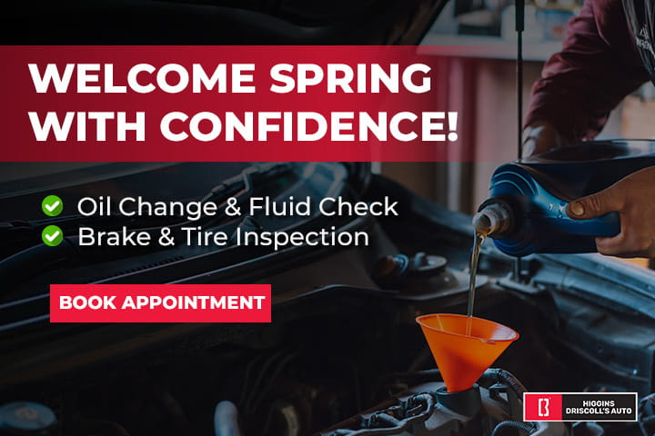 Oil change and fluid check, brake and tire inspection services.