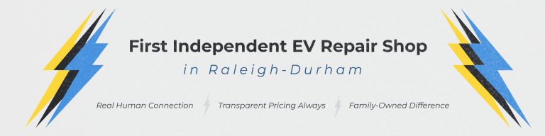 EV repair shop specializing in electric vehicle maintenance and repairs in Raleigh-Durham. Expert se.