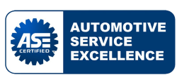 E&C Automotive Services logo with ASE certification badge.