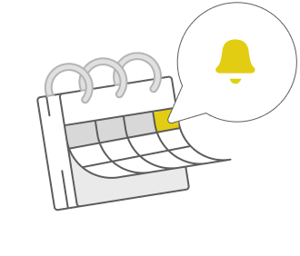 Calendar with a bell icon indicating a service reminder for vehicle maintenance.