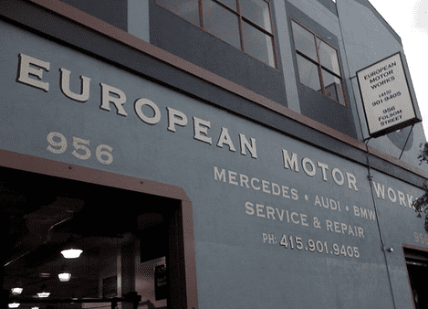 European Motor Works auto repair shop specializing in Mercedes, Audi, BMW services.