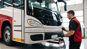 Bus maintenance and repair service at ER Auto, Diesel, & Tire LLC, specializing in diesel engines an.