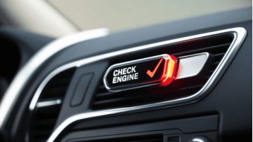 Check engine light on dashboard indicating vehicle diagnostics.