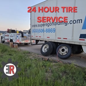 Emergency tire repair service for trucks and vehicles available 24/7 at ER Auto, Diesel & Tire LLC.