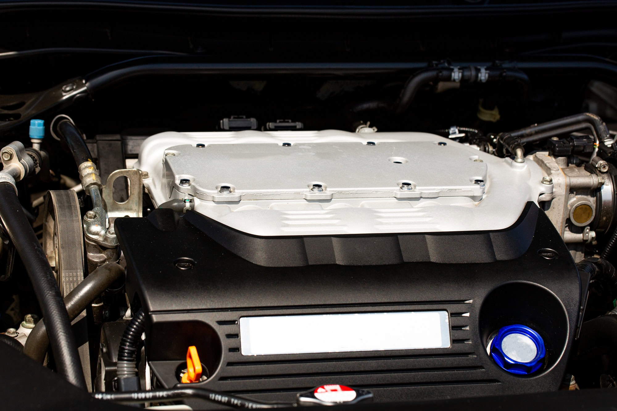 close up image of car engine