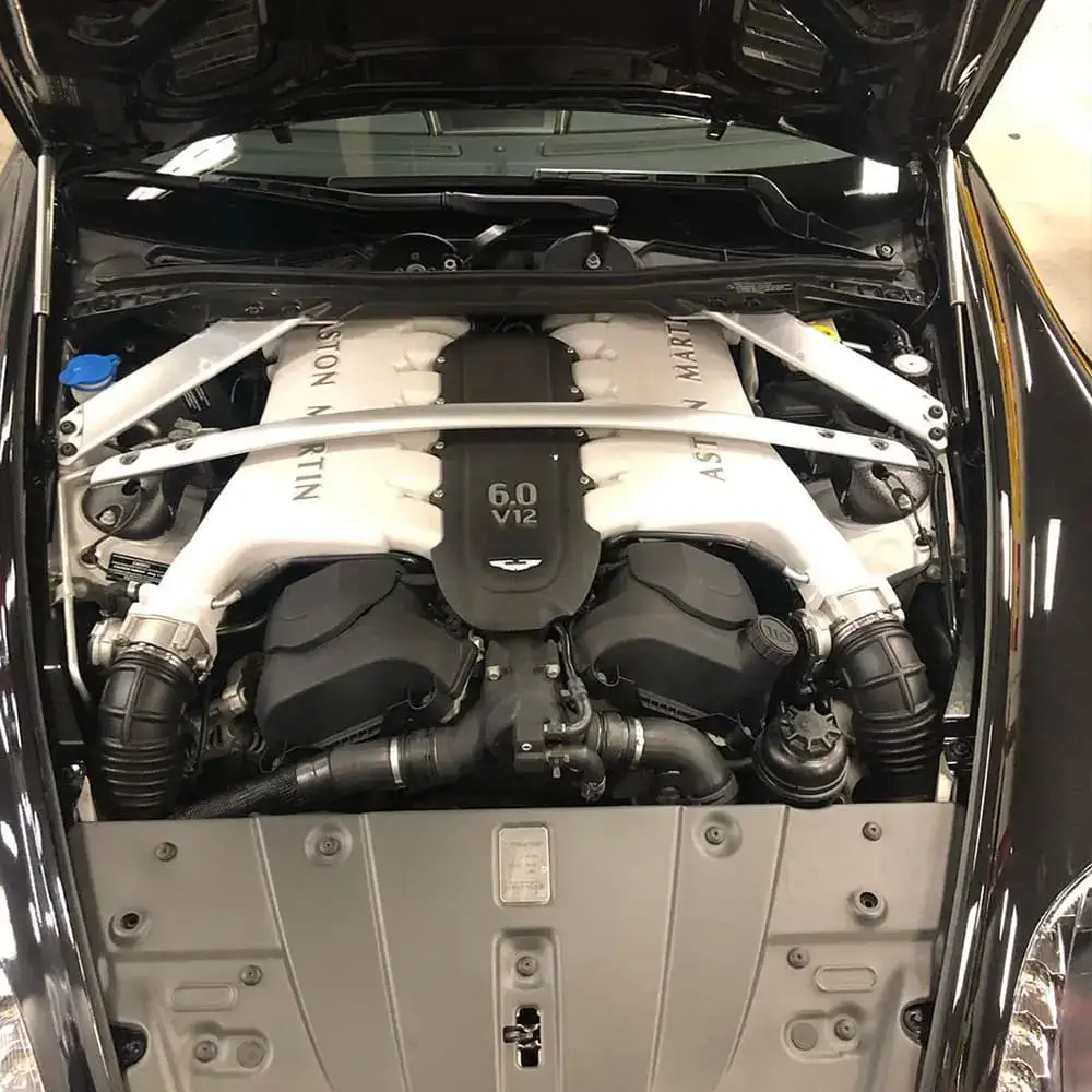 V12 engine with 6.0L displacement in a luxury car.