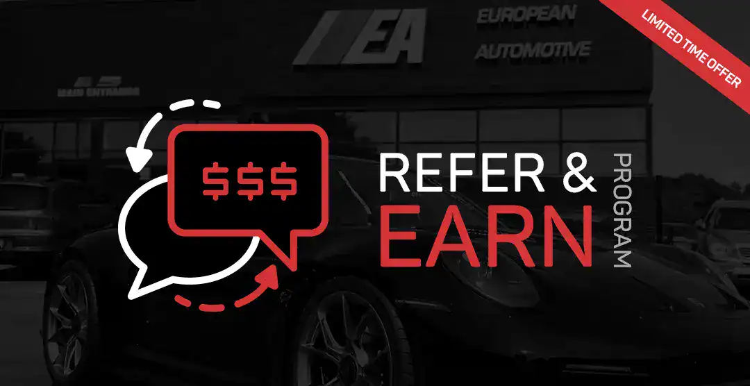 European Automotive Refer & Earn program promotional banner.