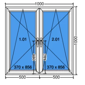 Doppelter Flügel Kipp-Dreh-Fenster