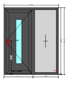 Glass panel door with one side panel