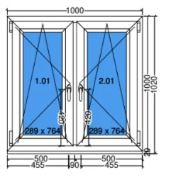 Doppelter Flügel Kipp-Dreh-Fenster