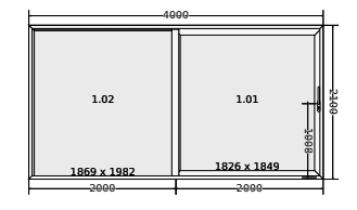 Eine zweiflügelige Tür