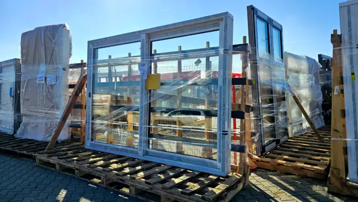 Gro&szlig;e Fenster und Schiebet&uuml;ren in moderner Fassade