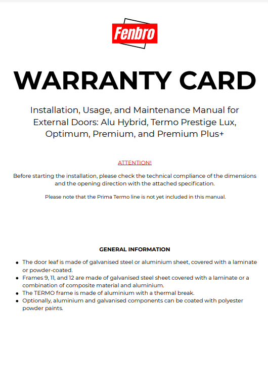 Wikęd external doors Warranty Card