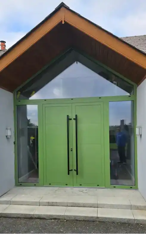 sage green front doors