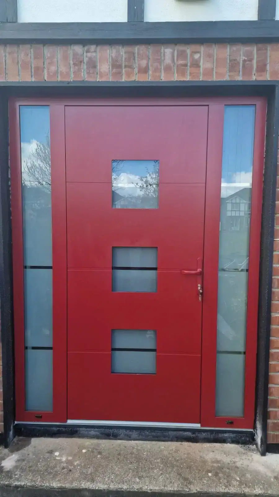 raspberry red front door