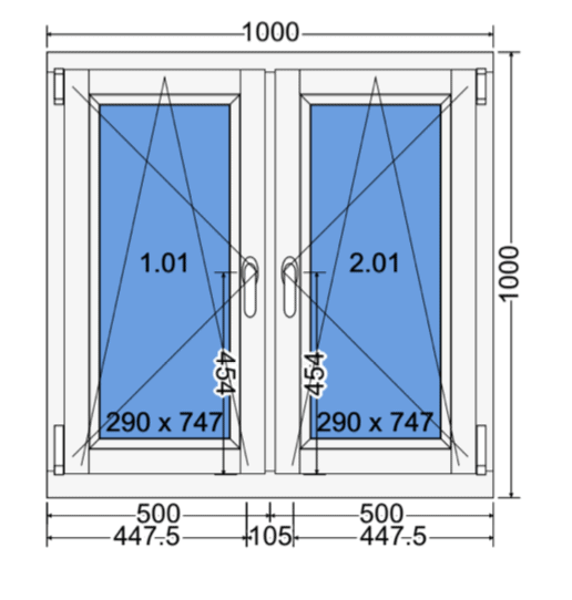 Doppelter Flügel Kipp-Dreh-Fenster