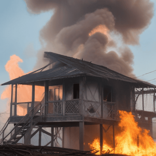 Illustration of $200k House Destroyed in Fire