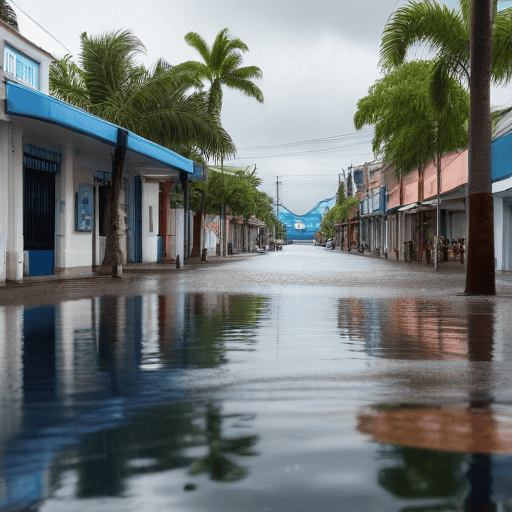Illustration of Businesses in West Affected by Flooding