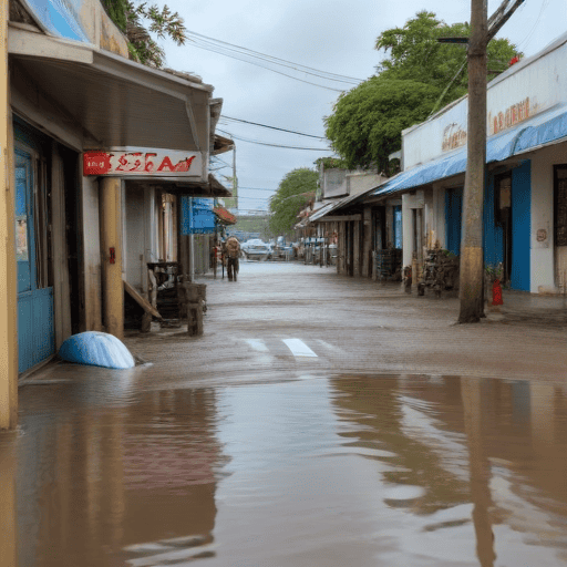 Illustration of Businesses in West Affected by Flooding