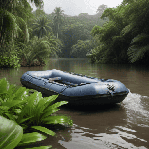 Illustration of Family wades through floodwaters