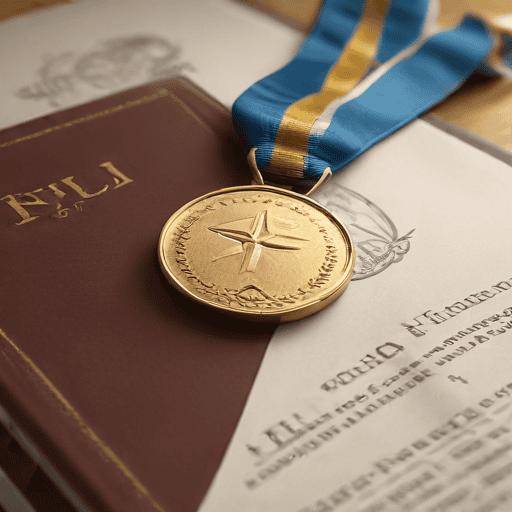 Illustration of Gold Medallist Acknowledges Elderly Parents