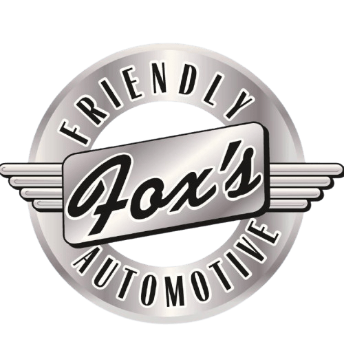 Auto repair shop logo with vintage design and wings.