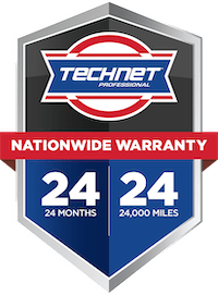 Technet professional auto warranty badge with nationwide coverage.