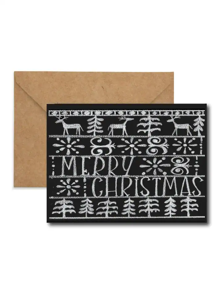 Black and White Pattern Christmas Holiday Cards (Pack)