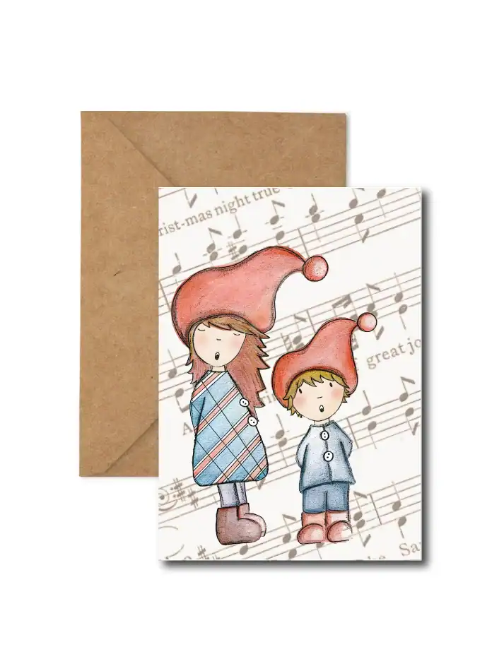 Cute Carol singing Christmas Cards (Pack)