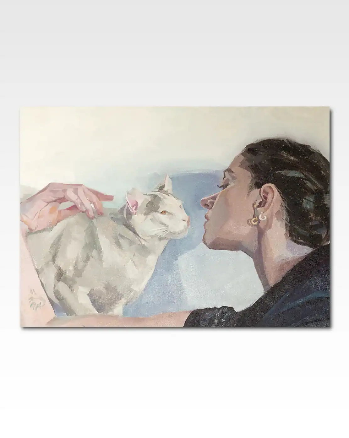 cat and lady artwork