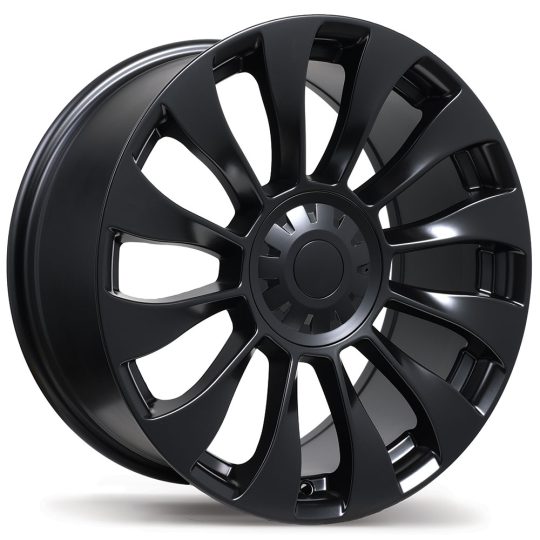 Black alloy wheel rim for Tesla Model 3 replica winter tire package.